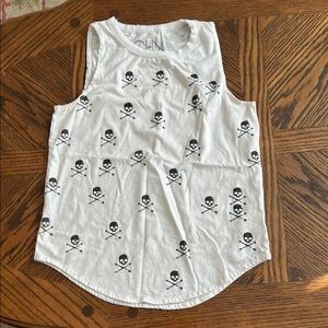 Cha Sor Skull Print White Tank Top for Kids